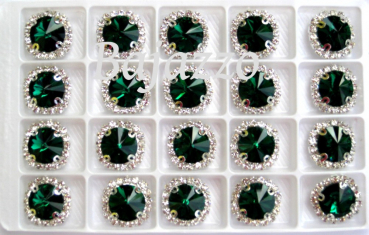 Strass Rund grün eingefasst 12 mm